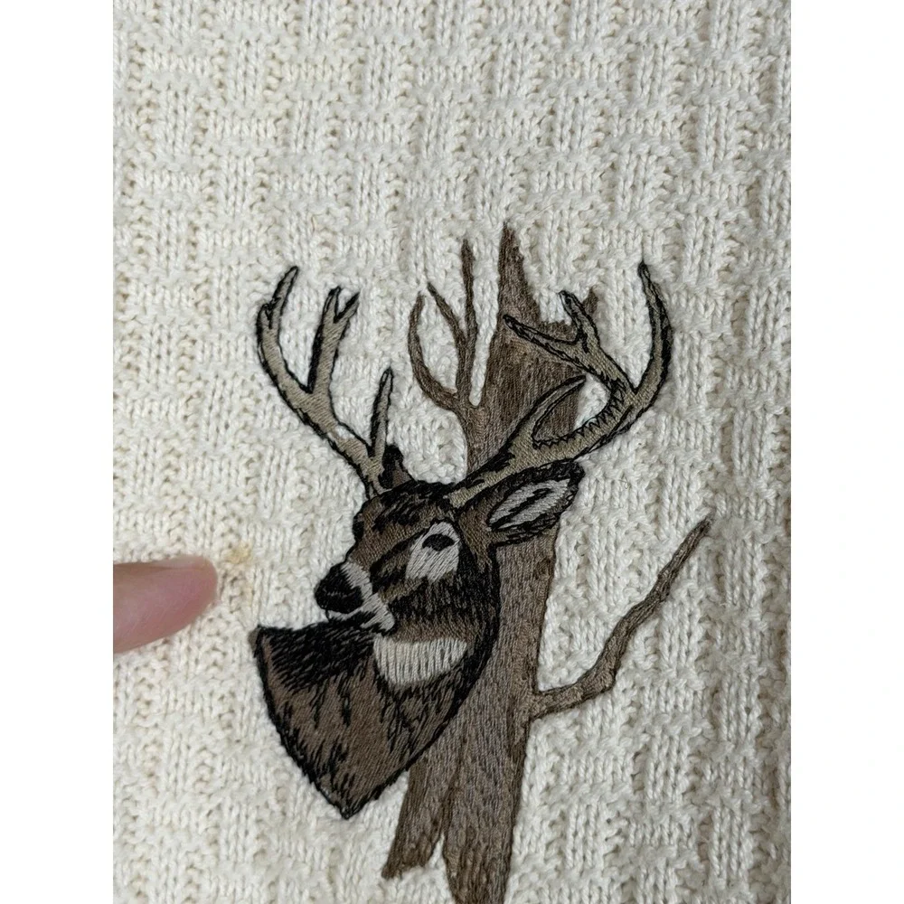 Fieldmaster Mens LT Sweater 90s Made USA Deer Hunting Old Money Preppy Henley